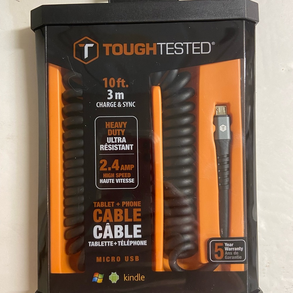 NEW Tough Tested Charger/Sync Cable/ Android/Kindle/Microsoft